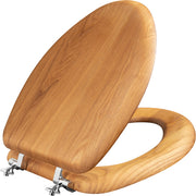 Mayfair by Bemis 19601CP 378 Elongated Natural Reflections Wood Veneer Toilet Seat in Natural Oak with Chrome Hinge