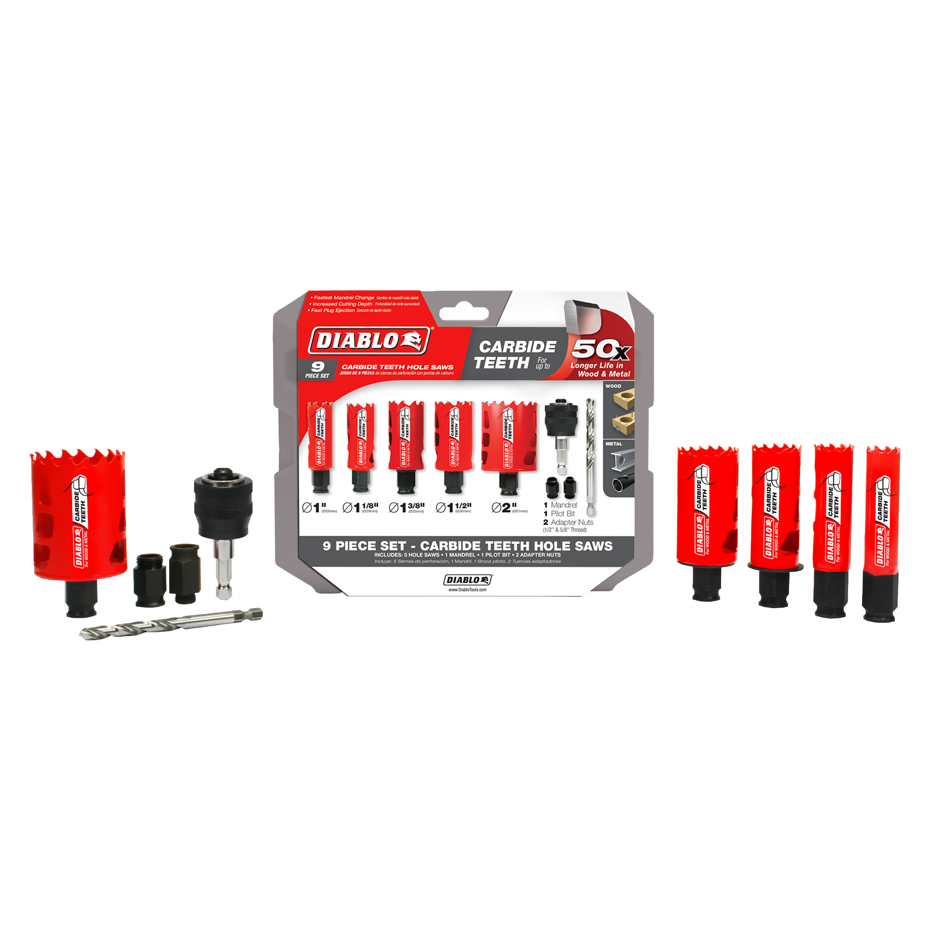 Diablo DHS09SGPCT 9 pc Carbide General Purpose Hole Saw Set