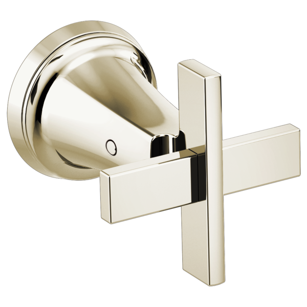 Wall-mounted lavatory faucet handle kit with polished nickel finish and rectangular cross handles.