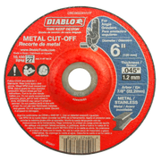 Diablo 6-inch Type 27 metal cut-off disc with thin kerf design, 0.045-inch thickness, 7/8-inch arbor hole.