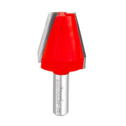 Red and gray vertical raised panel router bit with 1-1/2" diameter cutting head and metal shank.
