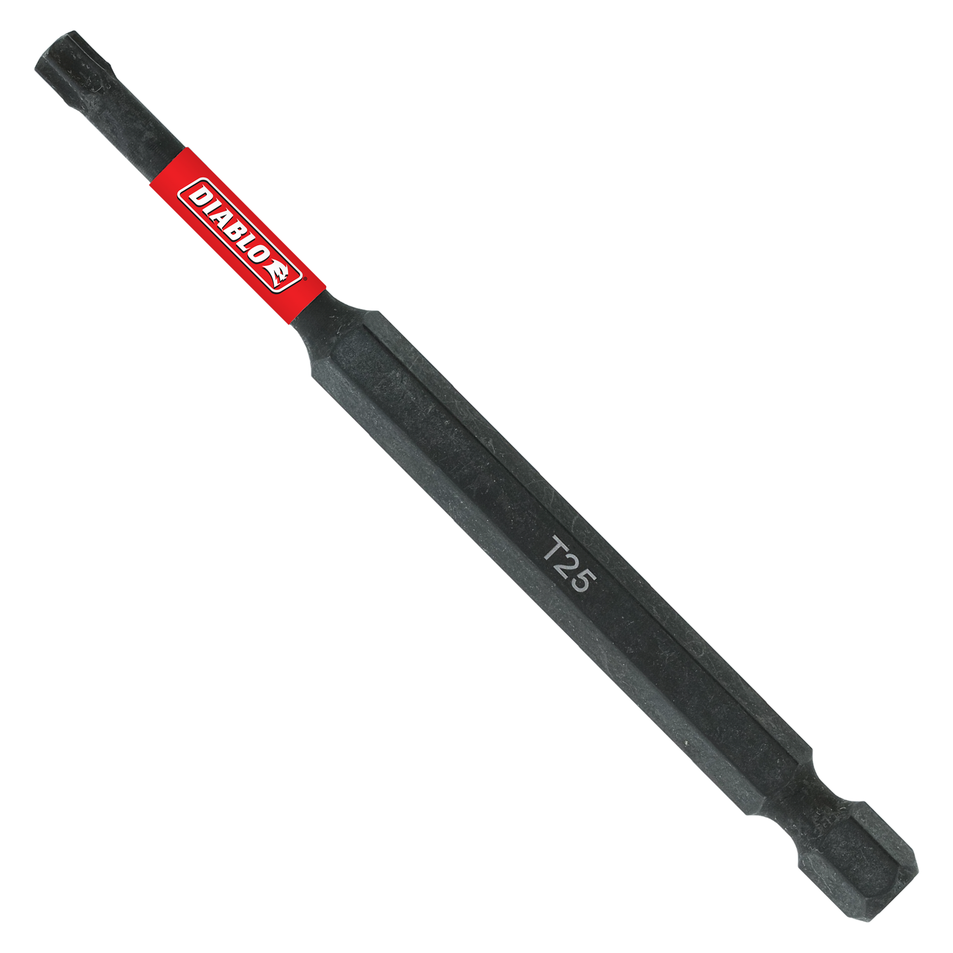 Black Diablo T25 Torx drive bit with red band and black grip, 3-1/2 inches long.