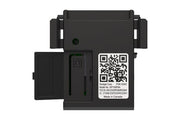 Black Panasonic Swidget Wi-Fi control module with toggle switch, indicator light, and QR code label on front.