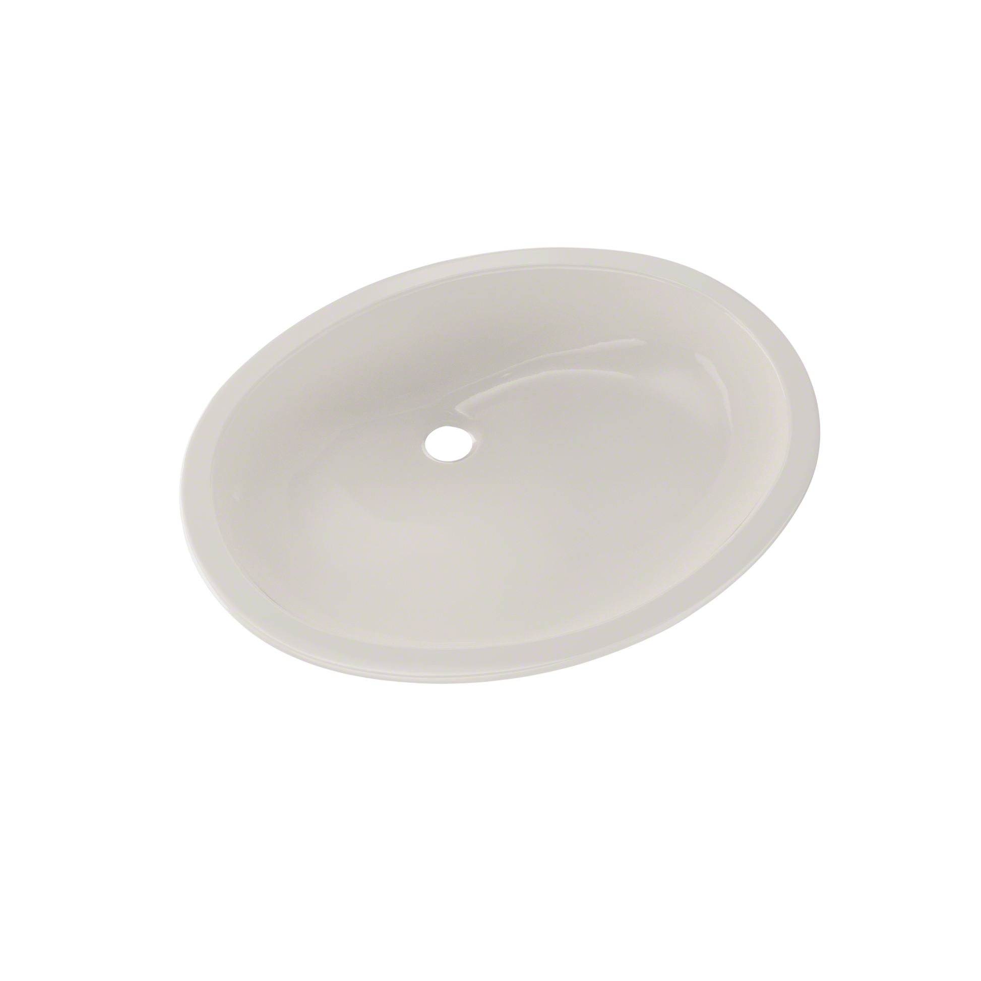 Colonial white oval undermount bathroom sink with single faucet hole.