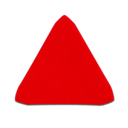 Red triangular sanding pad with textured surface for detail work.