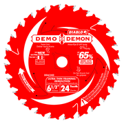 Red circular saw blade with 24 teeth, 6-1/2 inch diameter, white center hole, and Diablo branding.