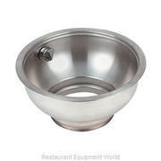 Stainless steel bowl with nozzle attachment and mounting adapter, 15 inch diameter.