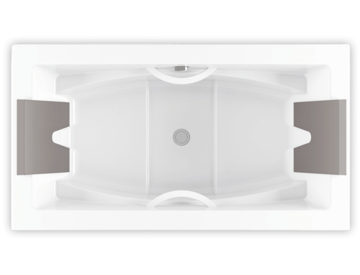 67 Gallon 58 Jet Thermomassuer Bathtub with 1-1/2" Standard Deck 2 Raised Seats Heated Backrest Heated Headrest 4 Armrests and 2 Grab Bars in Biscuit - BINURD00T-02
