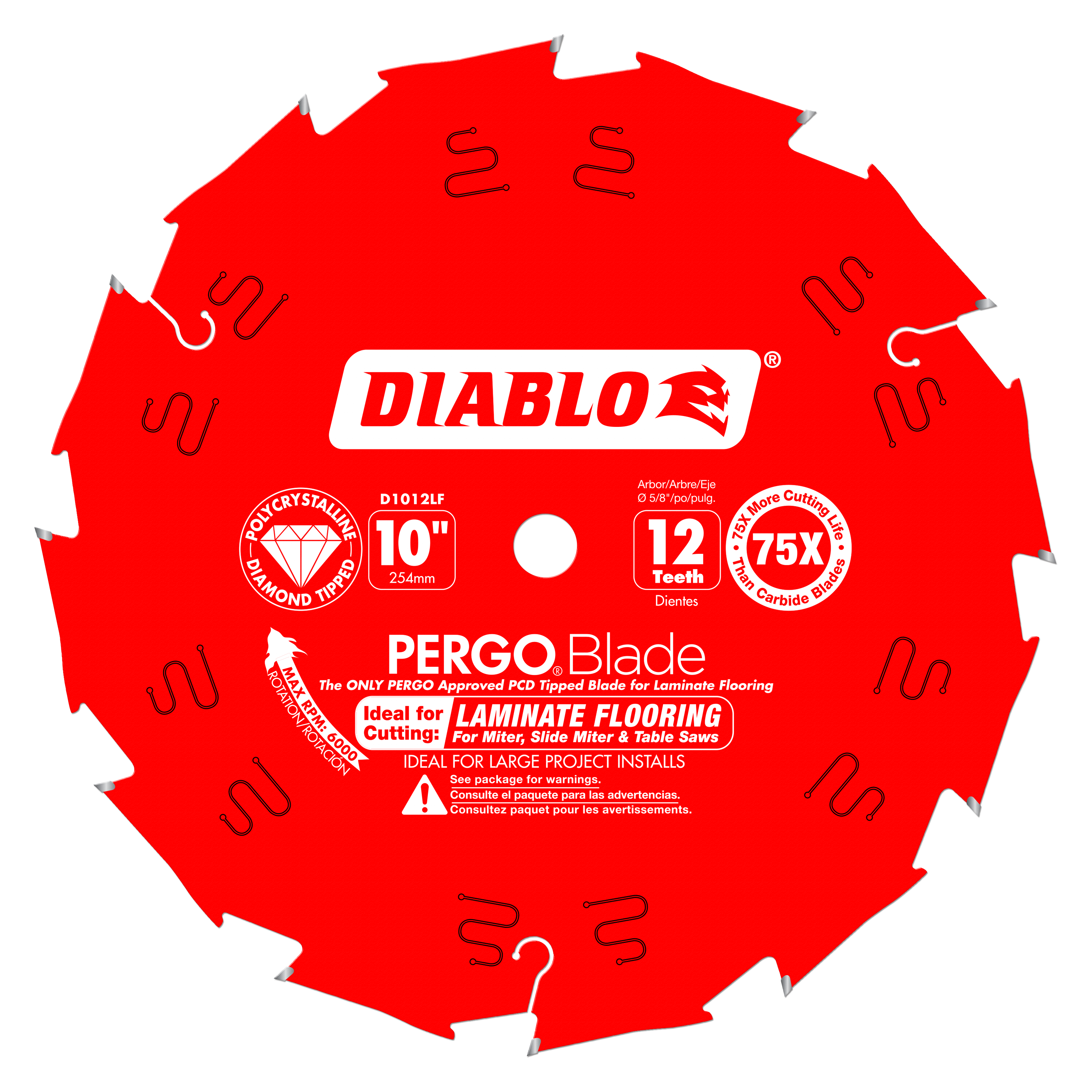 Diablo D1012LF 10 in. x 12 Tooth (PCD) Laminate Flooring PERGOBlade - 10 Pack