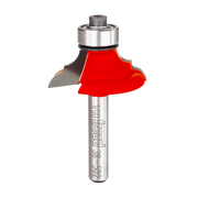 Freud classical cove and round router bit with red cutting profile and silver shank.