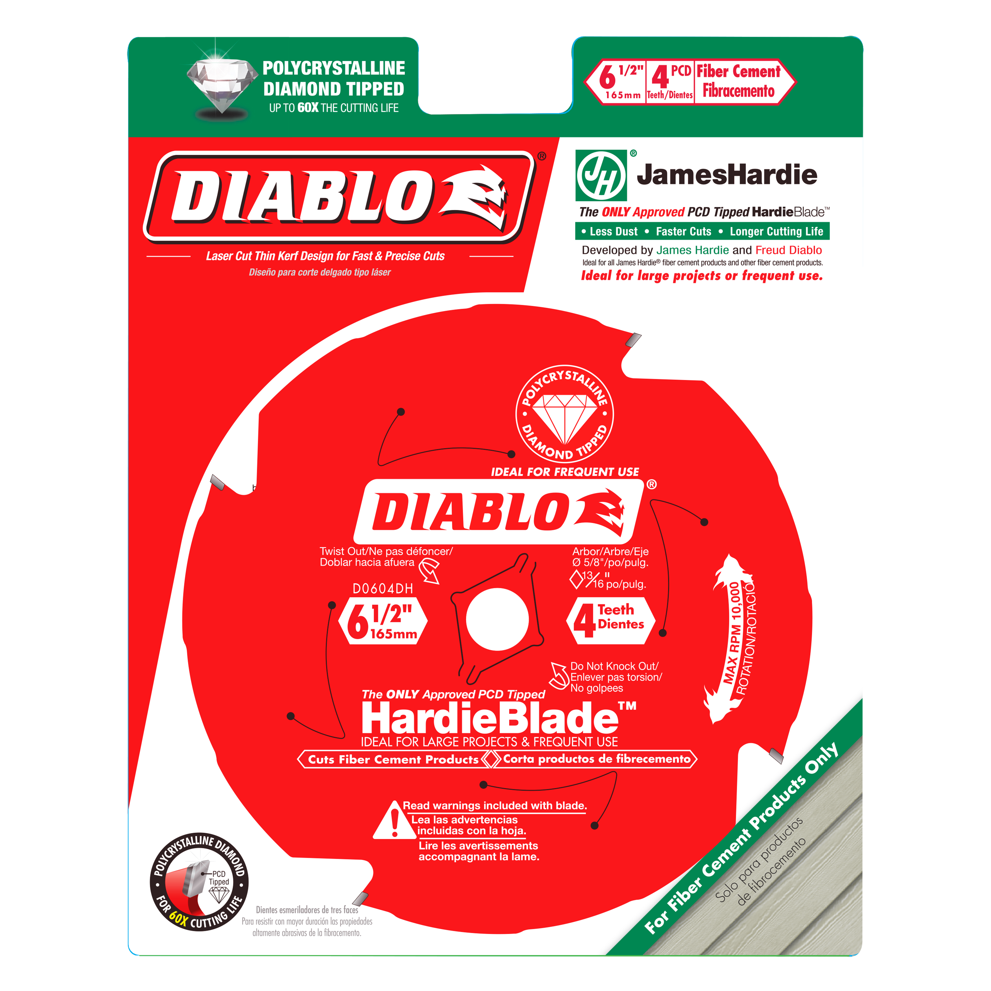 Diablo D0604DH 6-1/2 in. x 4 Tooth (PCD) Fiber Cement HardieBlade - 2 Pack