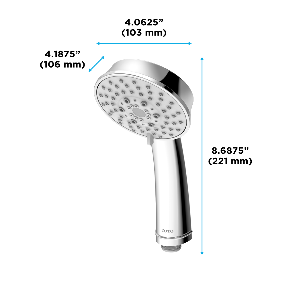 Toto L Series Classic Five Spray Modes 4 inch 1.75 GPM Handshower, Polished Chrome - TBW03003U4#CP
