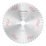 Freud 250mm circular saw blade with carbide-tipped teeth and center arbor hole, marked "LU2B05" and "Made in Italy."