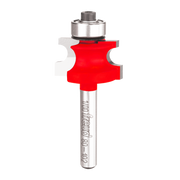 Freud beading router bit with red cutting head, silver shaft, and bearing collar.