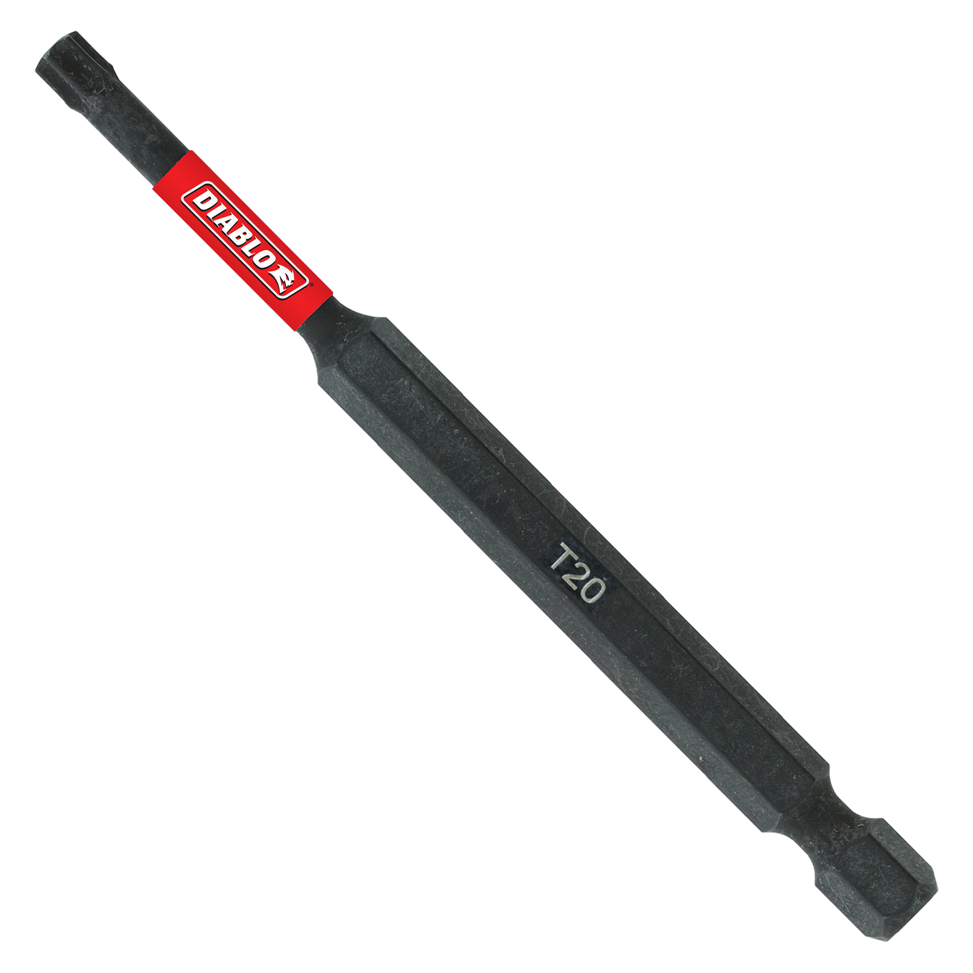 Black Torx T20 drive bit with red Diablo band and hex shank, 3-1/2 inches long.