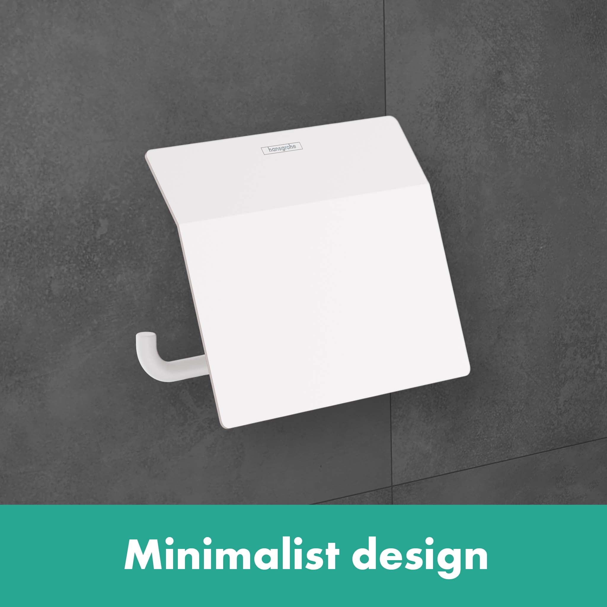 Hansgrohe 41753340 AddStoris Toilet Paper Holder with Cover in Brushed Black Chrome