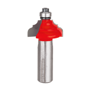 Freud classical cove and round router bit with red cutting head and metal shank.
