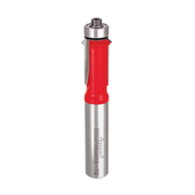 Freud flush trim V groove router bit with red plastic handle and metal shaft, model 48-112.
