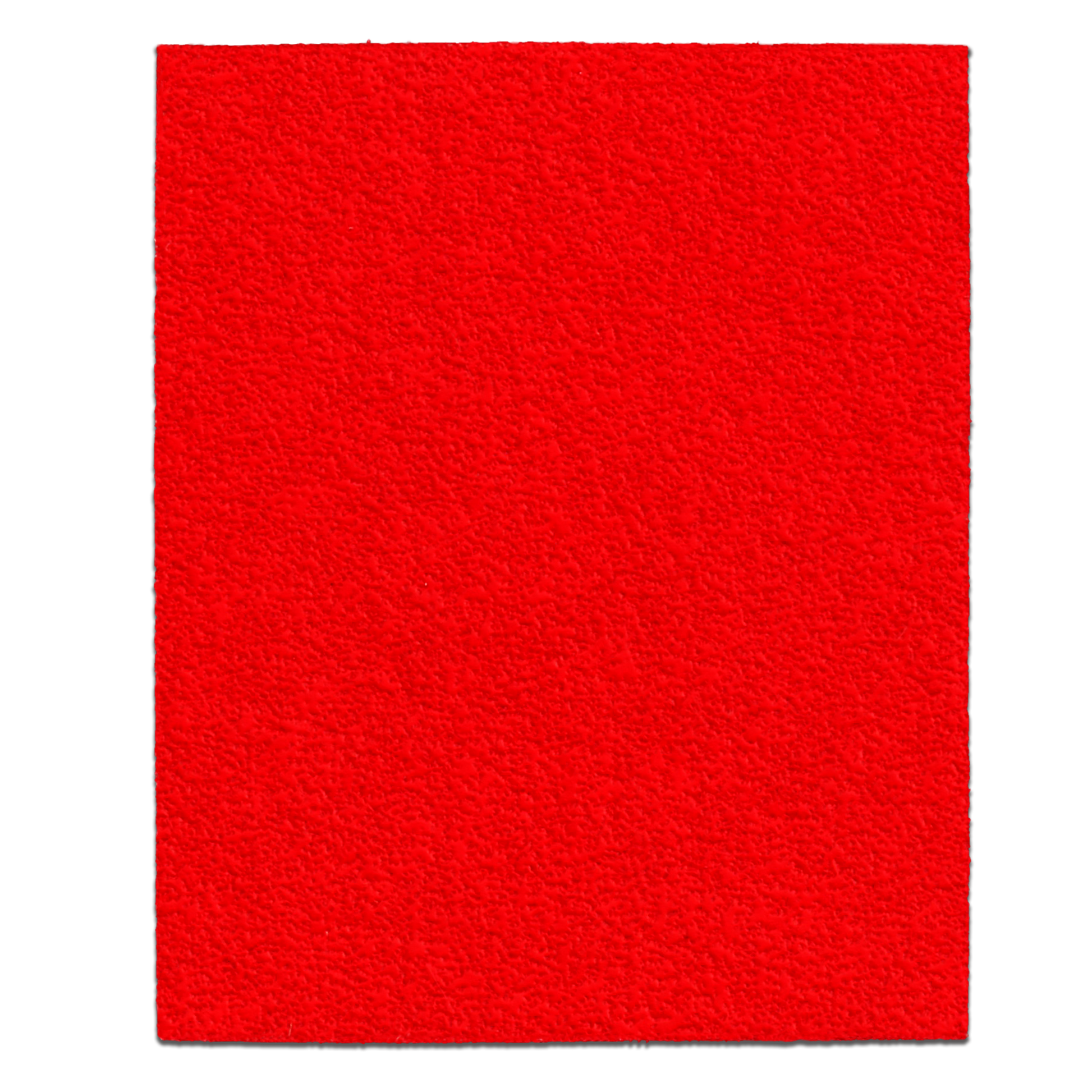 Red sanding sheet with coarse grit surface, 4-1/2 by 5-1/2 inches.