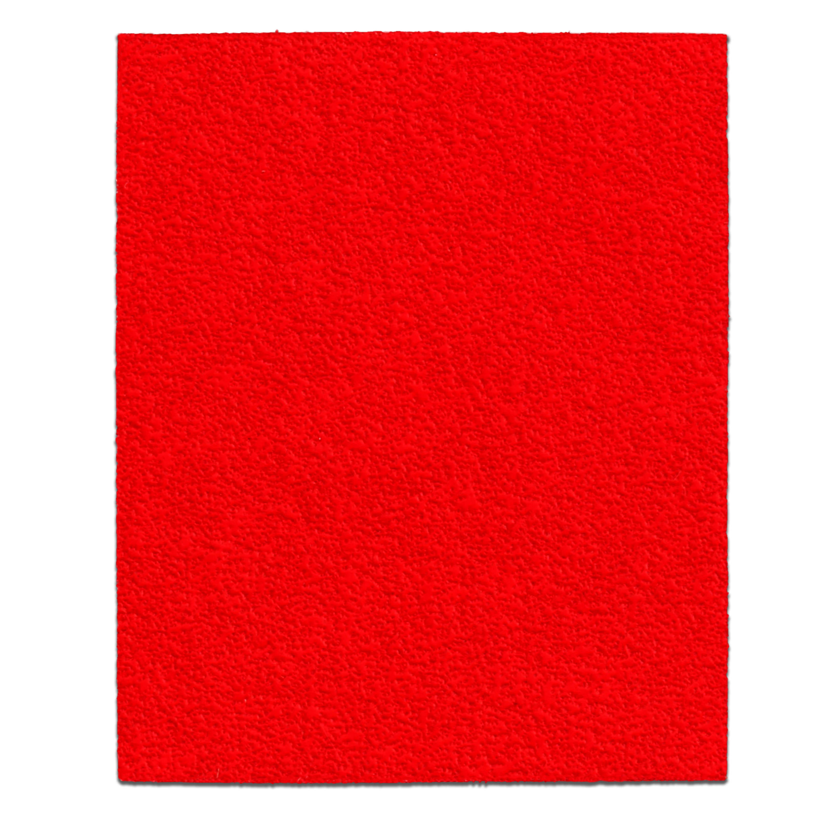 Red sanding sheet with coarse grit surface, 4-1/2 by 5-1/2 inches.