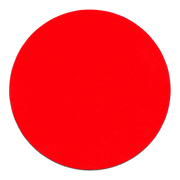 Red circular sanding disc, 6 inches diameter, medium grit abrasive surface.