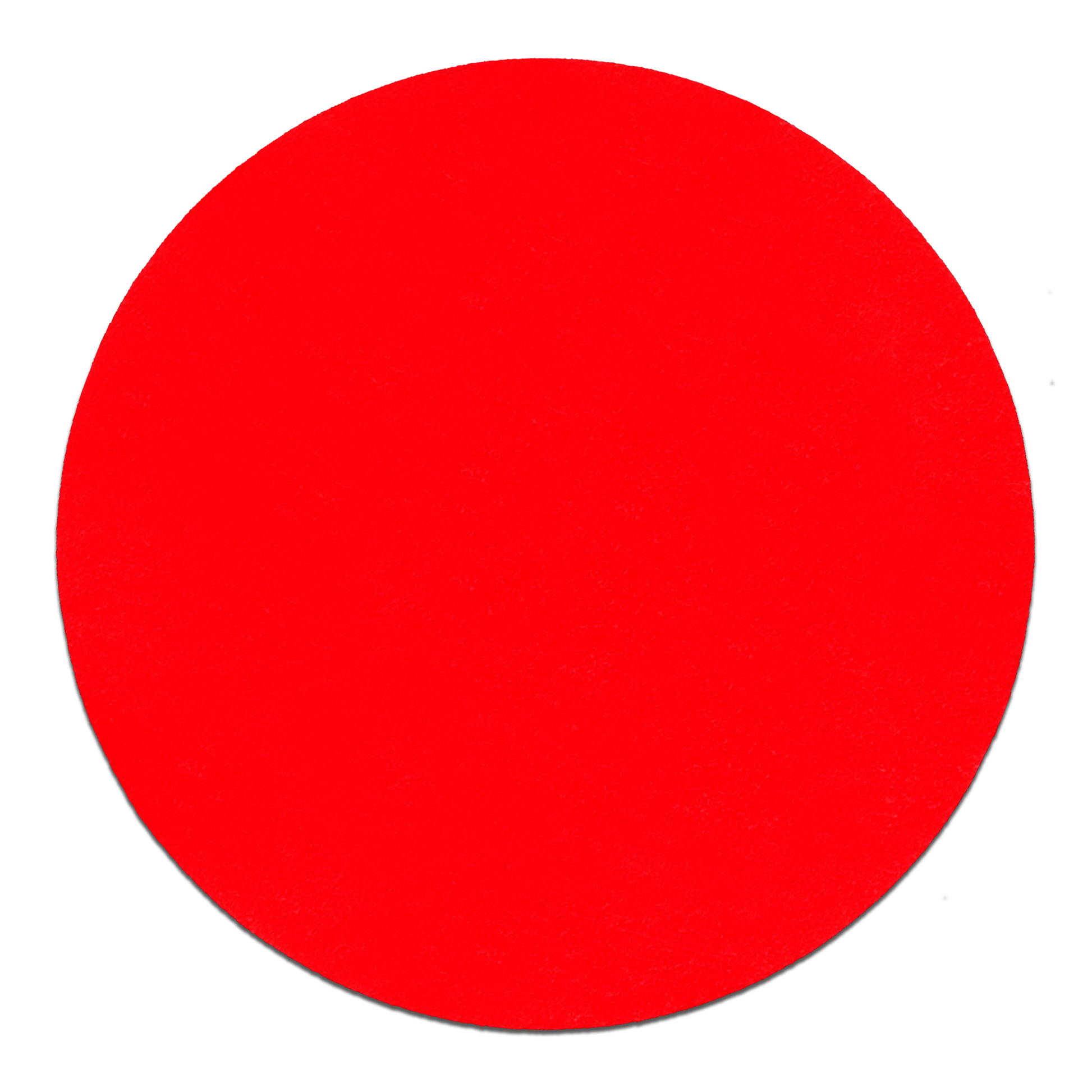 Red circular sanding disc, 6 inches diameter, medium grit abrasive surface.