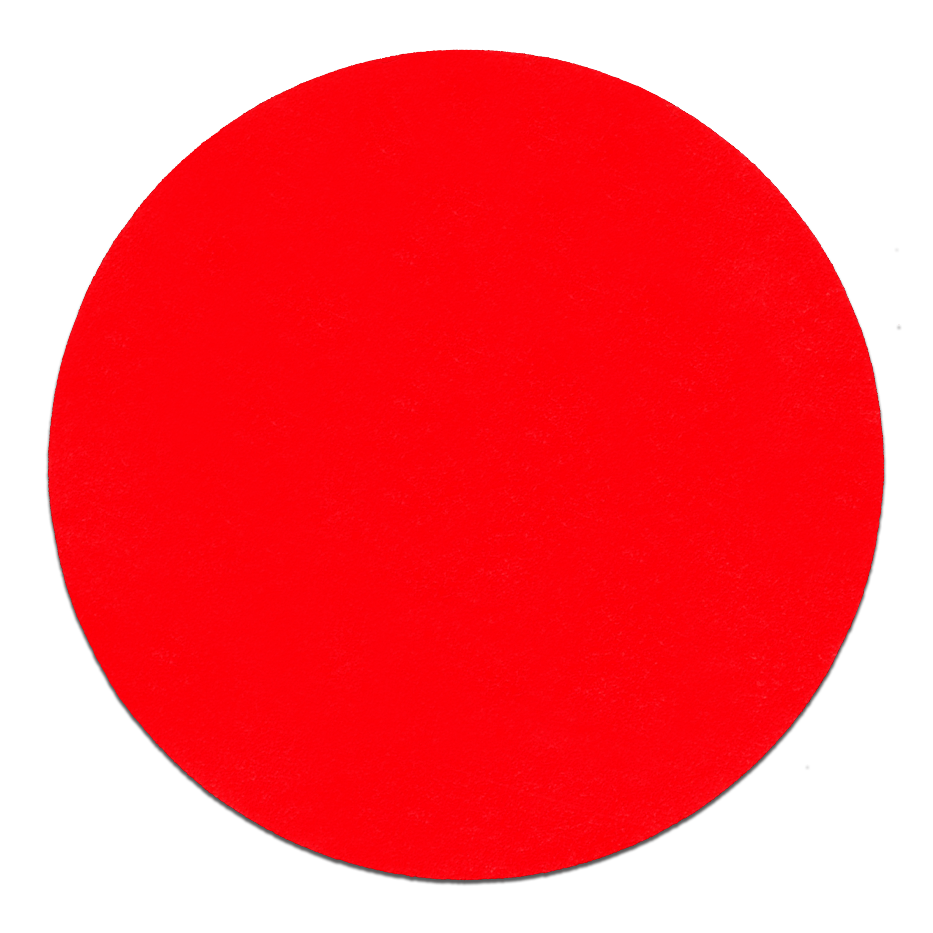 Red circular sanding disc, 6 inches diameter, medium grit abrasive surface.