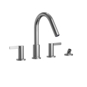 Toto GF Two Lever Handle Deck-Mount Roman Tub Filler Trim With Handshower, Polished Chrome