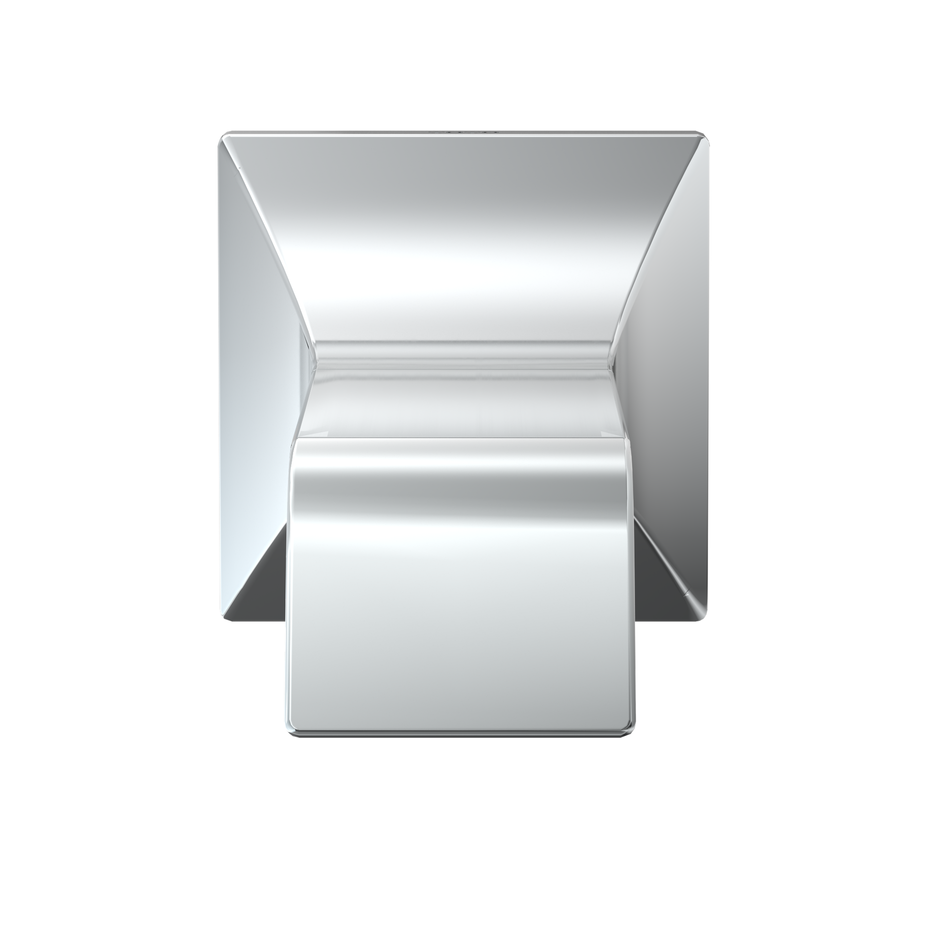 Polished chrome wall-mounted tub spout with square escutcheon and cylindrical outlet.