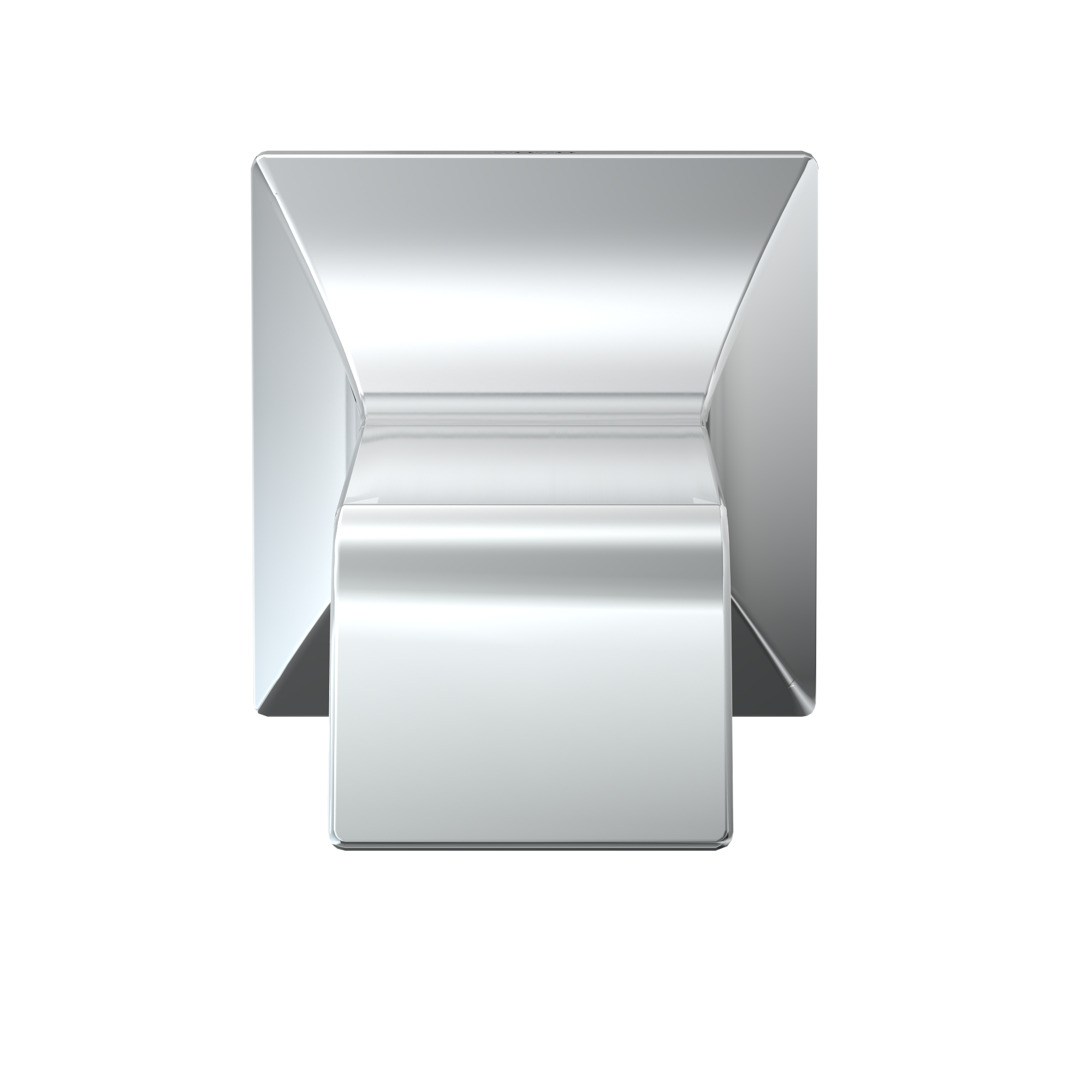 Polished chrome wall-mounted tub spout with square escutcheon and cylindrical outlet.
