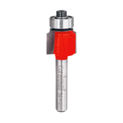 Freud rounding over router bit with red cutting head, metal shank, and bearing guide on top.