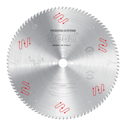 Freud LU5A17 400mm circular saw blade with numerous teeth around perimeter, central arbor hole, and red mechanical clamping s