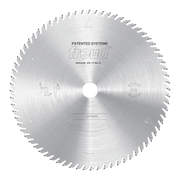 Circular saw blade with multiple teeth around edge, central white mounting hole, and "freud" branding with model number LI27M