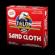 Red Whitlam Talon sand cloth box labeled waterproof, 1¼" x 5 yards, with eagle logo and brown cloth roll visible.