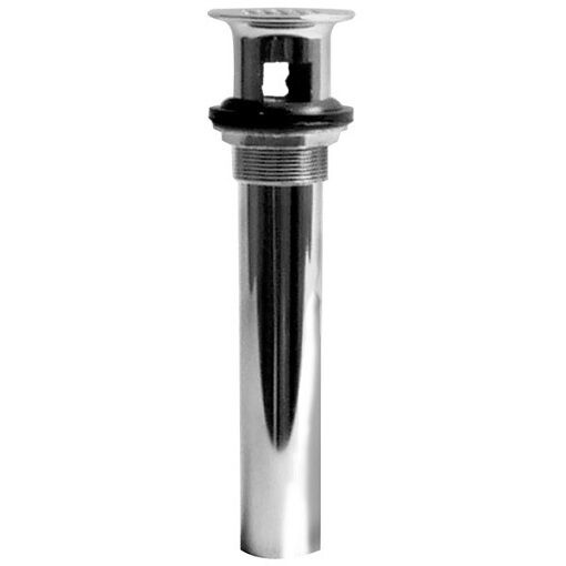 Chrome commercial lavatory grid drain with threaded connection and black rubber seal.