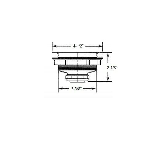 Stainless steel sink strainer with stick post basket and dimensions labeled: 4-1/2" top width, 3-3/8" bottom width, 2-1/8" he