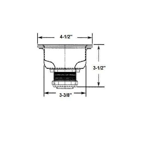 Stainless steel deep cup strainer with stick post basket and dimensions labeled: 4-1/2" width, 3-1/2" height, 3-3/8" basket w