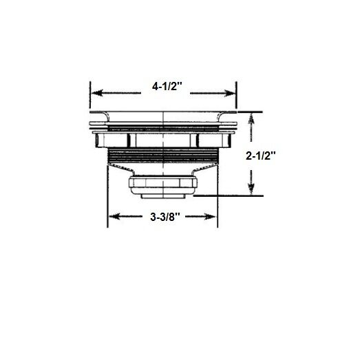 Stainless steel strainer with spin and lock basket, dimensions shown: 4-1/2" width, 3-3/8" basket width, 2-1/2" height.