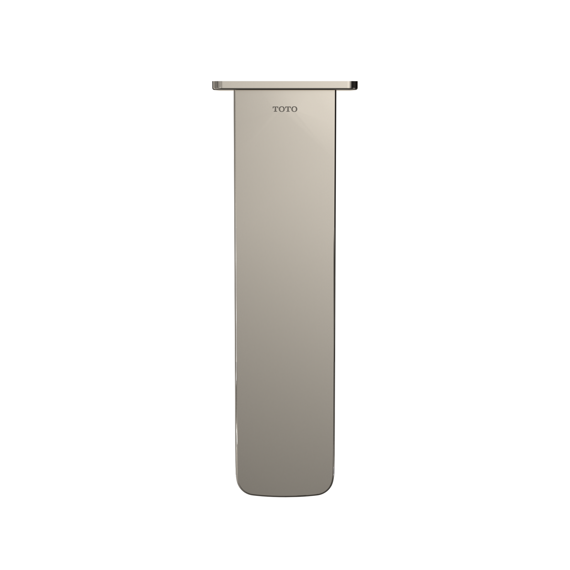 Polished nickel wall-mounted tub spout with rectangular profile and rounded base, TOTO branding visible.