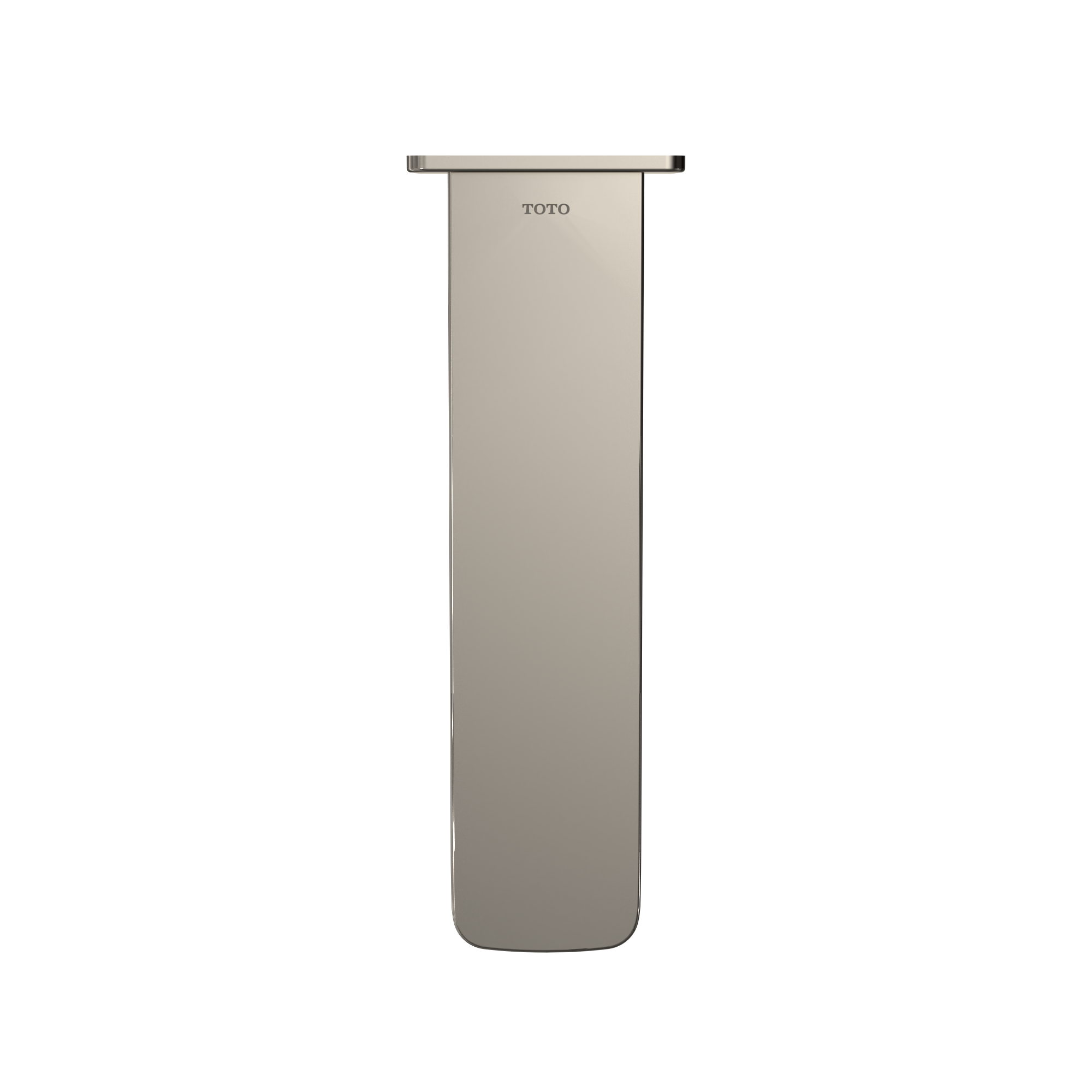 Polished nickel wall-mounted tub spout with rectangular profile and rounded base, TOTO branding visible.