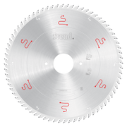 Freud 380mm circular saw blade with serrated teeth and center arbor hole for horizontal beam saw applications.