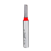 Freud straight router bit with 1/4" diameter flute, 3/8" shank, and red grip collar on cylindrical metal body.