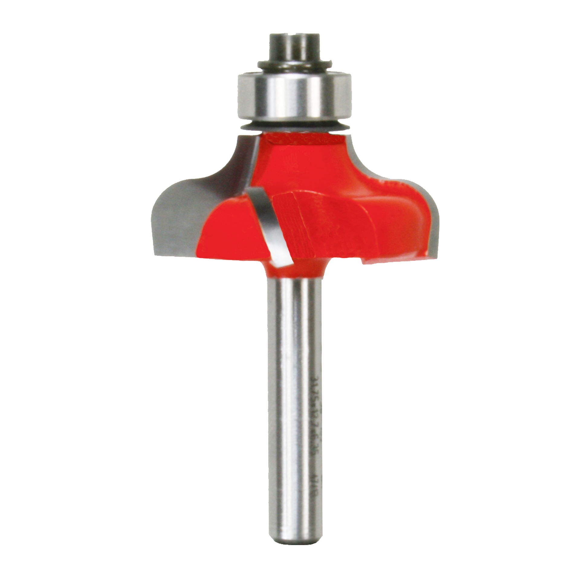 Red and steel ogee router bit with 1-1/4 inch diameter cutting head and metal shank.