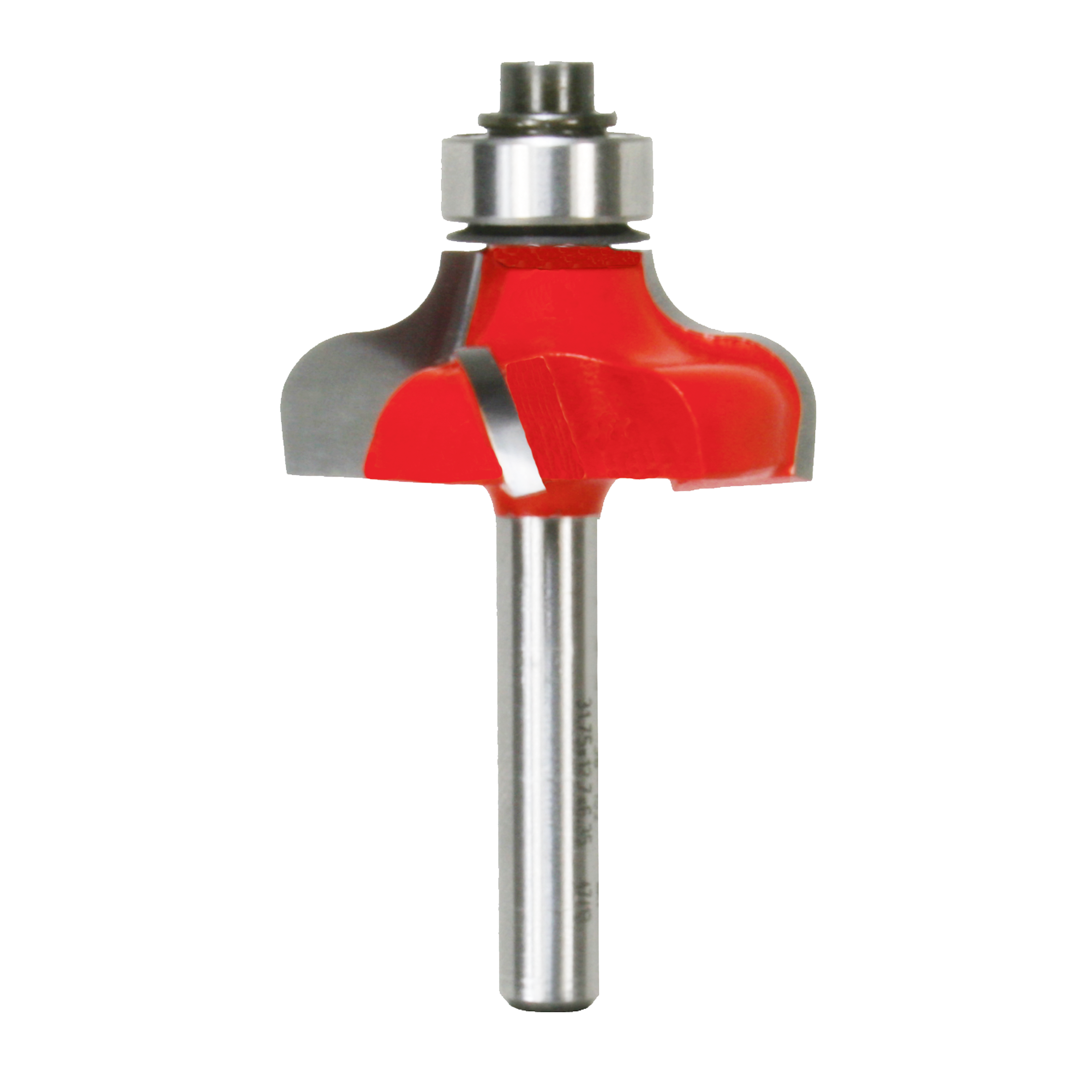 Red and steel ogee router bit with 1-1/4 inch diameter cutting head and metal shank.