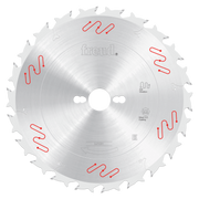 Freud 250mm carbide-tipped circular saw blade with silver finish and red markings around the perimeter.
