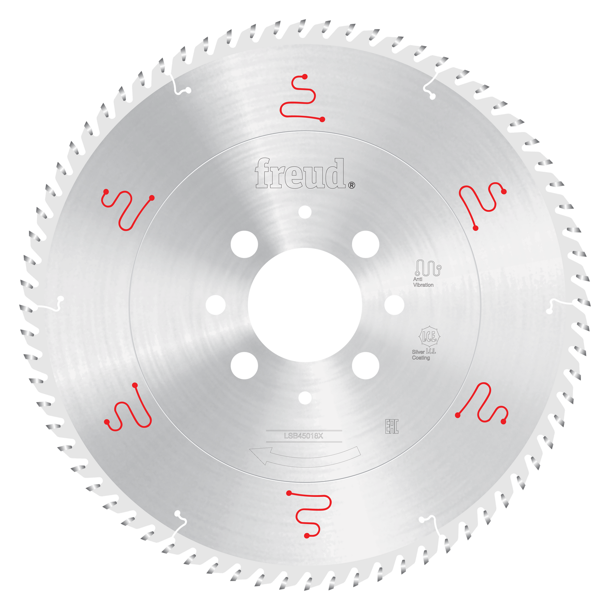Freud 450mm circular saw blade with multiple teeth around the perimeter and central mounting holes.