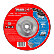 7 inch diameter metal grinding disc with 5/8"-11 hub, 1/4 inch thickness, rated for angle grinders.