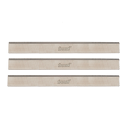 Three rectangular high speed steel planer knives with Freud branding and dark cutting edges.