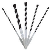 Five carbide-tipped hammer drill bits with black and silver twisted flutes in varying sizes.