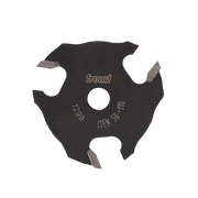 Black circular slotting cutter with three carbide wings and center hole, labeled Freud item 56-110.
